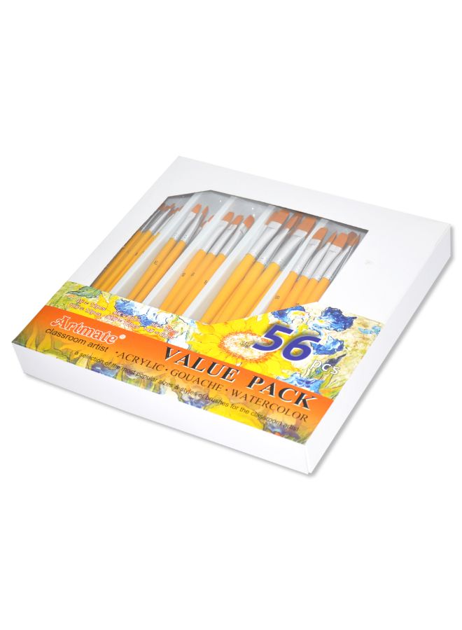 آرتمايت مجموعة فرش مسطحة عالية الجودة من 56 قطعة أصفر/فضي - Image 3