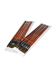 Artmate 12-Piece Flat Shape Brush With Long Wooden Handle Brown 