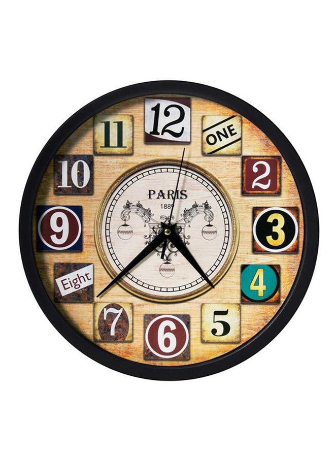 Story@Home - Vintage Collection Round Shape Plastic Wall Clock Black / Beige 31.4x30.6x4.6centimeter - Image 1