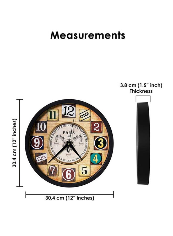 Story@Home - Vintage Collection Round Shape Plastic Wall Clock Black / Beige 31.4x30.6x4.6centimeter - Image 1