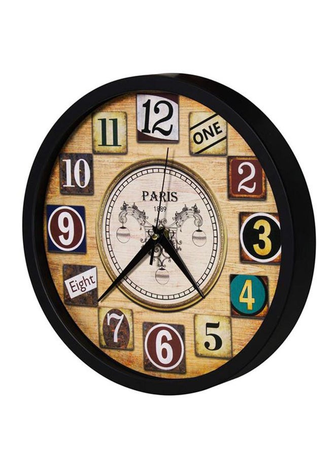 Story@Home - Vintage Collection Round Shape Plastic Wall Clock Black / Beige 31.4x30.6x4.6centimeter - Image 1