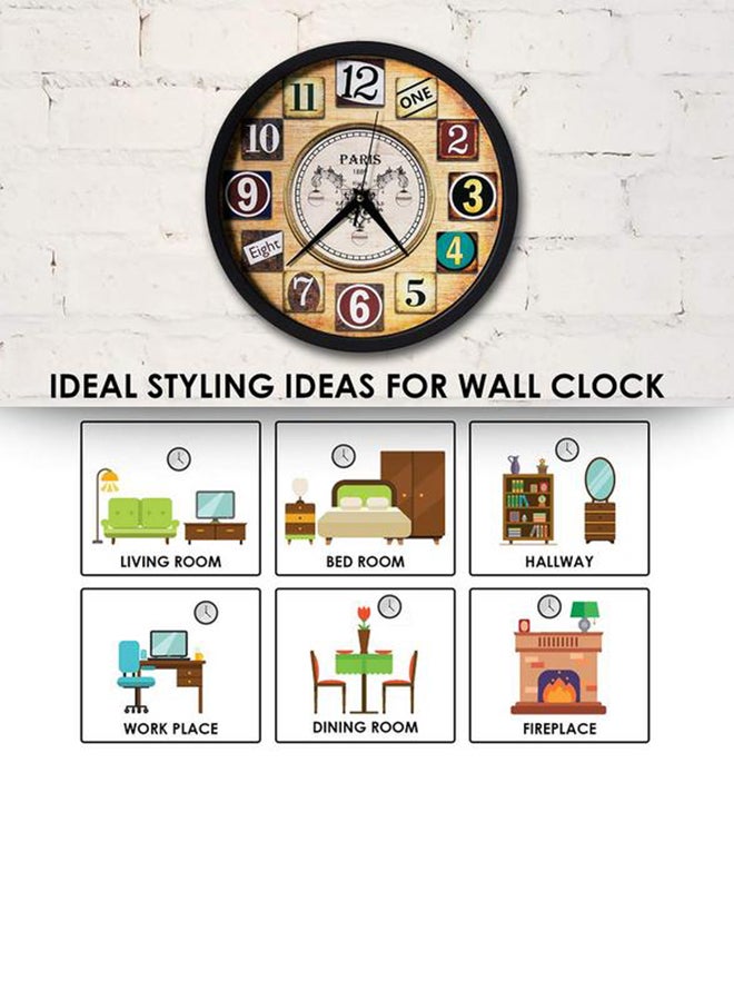 Story@Home - Vintage Collection Round Shape Plastic Wall Clock Black / Beige 31.4x30.6x4.6centimeter - Image 1