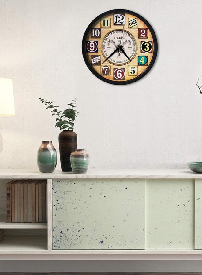 Story@Home - Vintage Collection Round Shape Plastic Wall Clock Black / Beige 31.4x30.6x4.6centimeter - Image 1