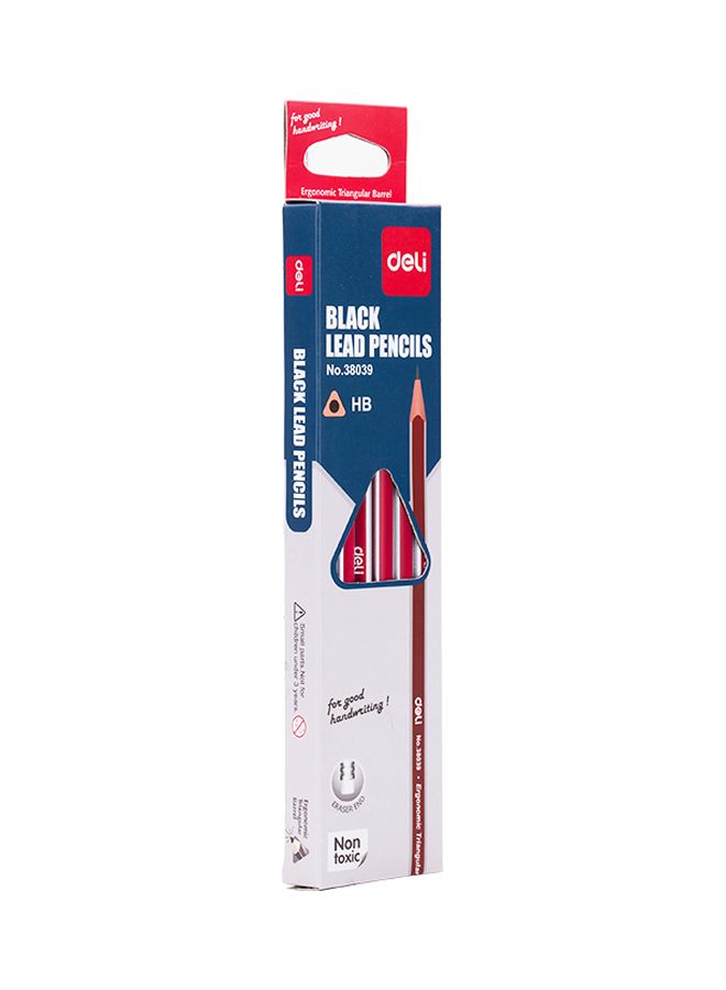 Deli 12-Piece Pencils With Eraser Red - Image 2