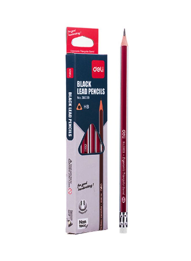 Deli 12-Piece Pencils With Eraser Red - Image 1