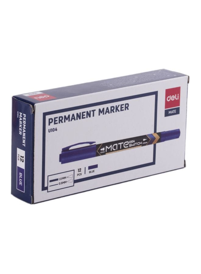 ديلي أقلام ماركر ثينك ثابتة ومزدوجة الأطراف من 12 قطعة أزرق - Image 2