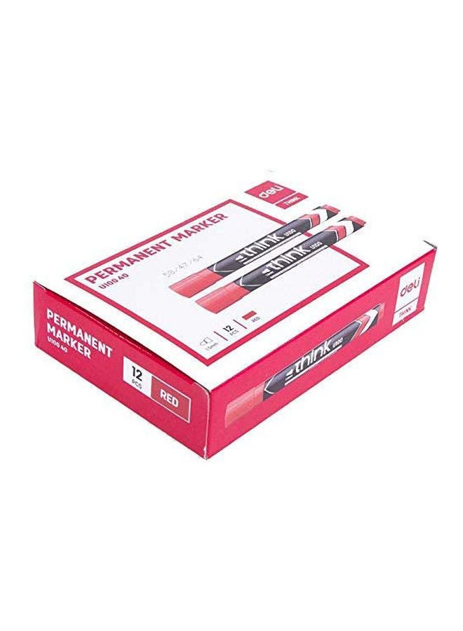 ديلي أقلام ماركر ثينك ثابتة من 12 قطعة أحمر - Image 2