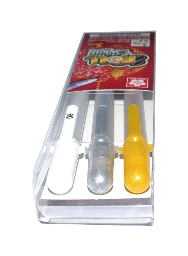SAKURA 3-Piece Gelly Roll Metallic Gel Pens Silver/Yellow/White 