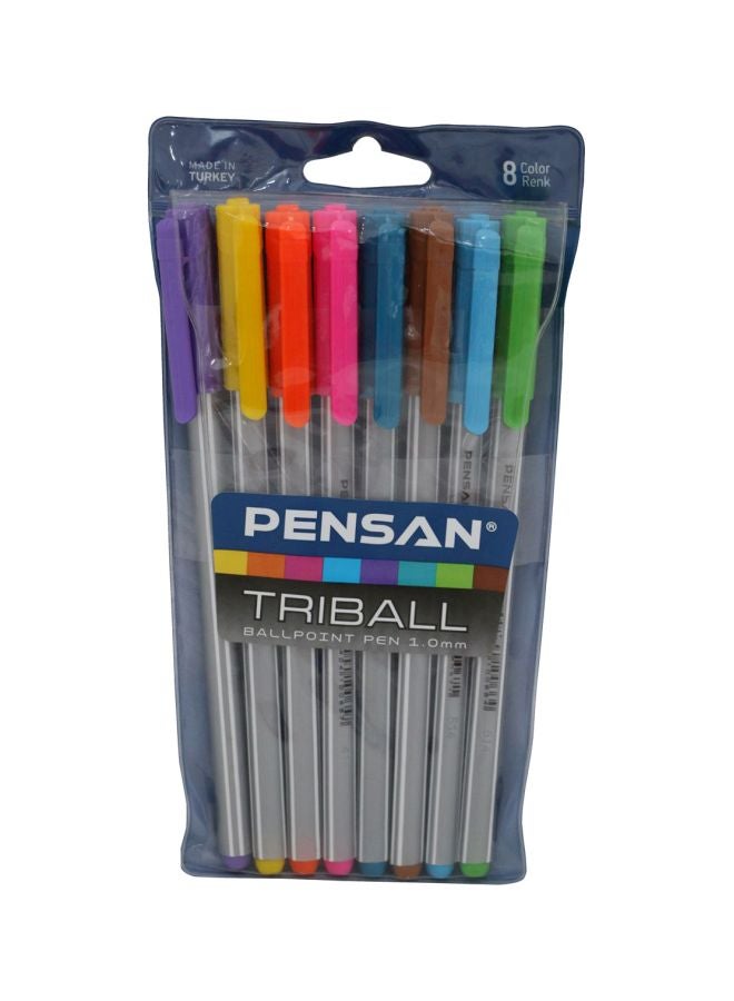 Pensan Pack Of 8 Ballpoint Pen Set Multicolour 