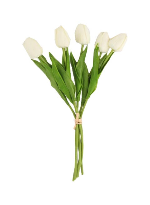 Tulip Artificial Flowers White/Green 10centimeter