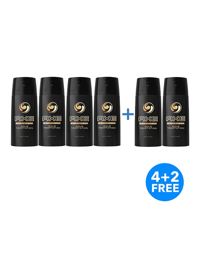 Axe Bodyspray for Men Gold Temptation Deodorant, 150ml, 4 + 2 Free 150ml