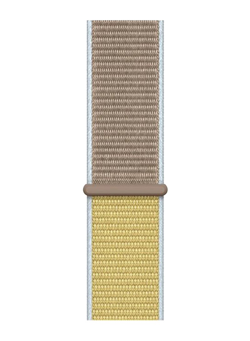 Perfii - Solid Replacement Band For Apple Watch Series 5/4/3/2/1 Brown/Light Blue/Yellow - Image 1