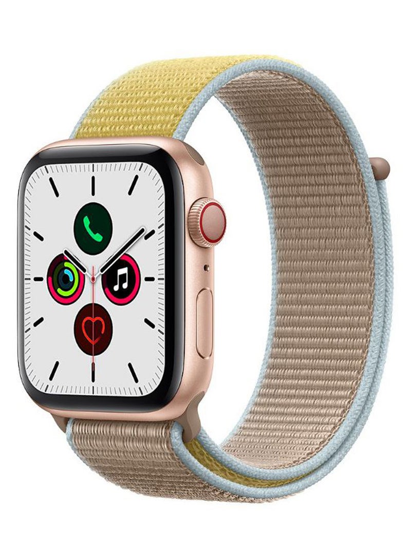 Perfii - Solid Replacement Band For Apple Watch Series 5/4/3/2/1 Brown/Light Blue/Yellow - Image 1