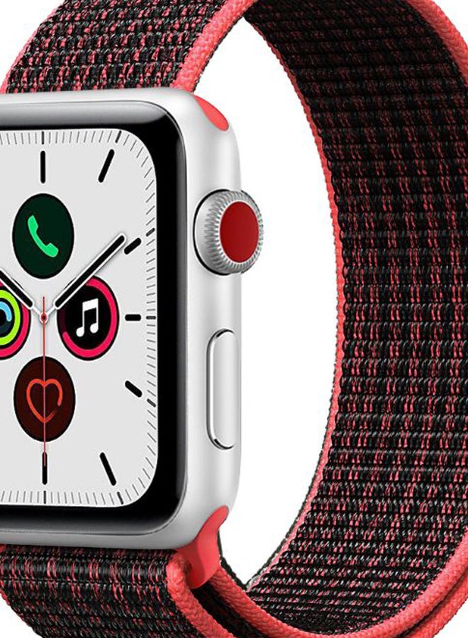 Perfii - Solid Replacement Band For Apple Watch Series 5/4/3/2/1 Black/Red - Image 1