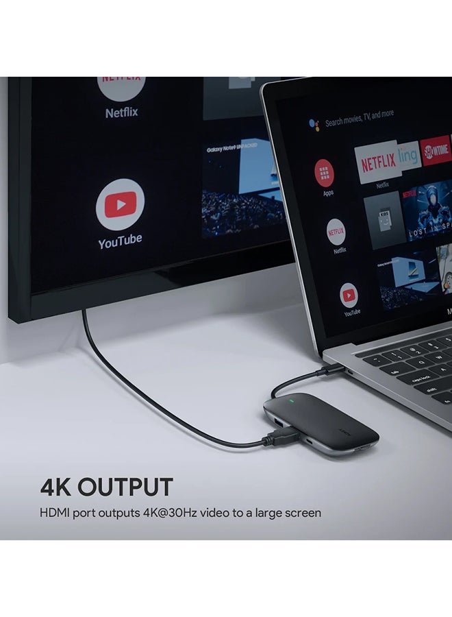 USB-C to 3-Port USB 3.1 Gen 1 Hub With Ethernet Port Black