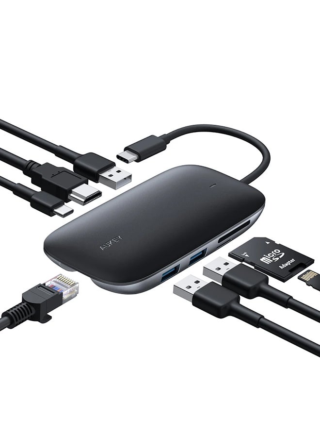 USB-C to 3-Port USB 3.1 Gen 1 Hub With Ethernet Port Black