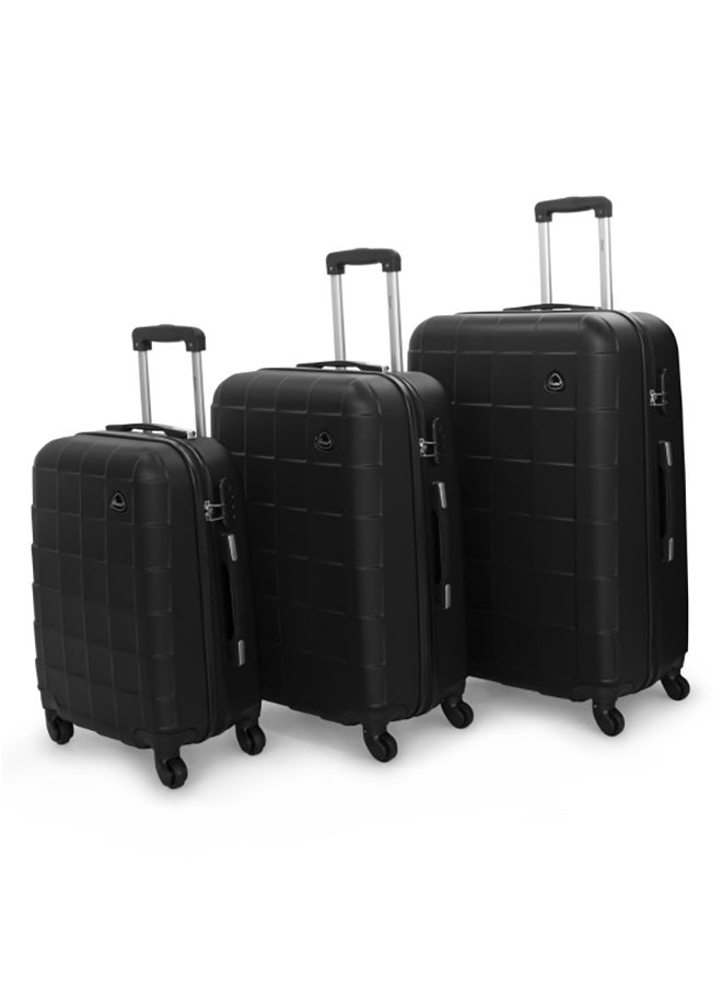 SENATOR Hard Case Travel Bag Trolley Luggage Set of 3 ABS Lightweight Suitcase with 4 Spinner Wheels A207 Black - Image 1