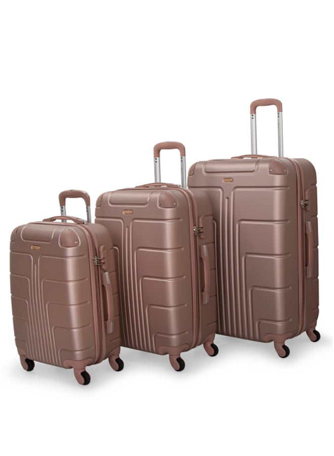 SENATOR Hard Case Travel Bags Trolley Luggage Set of 3 ABS Lightweight Suitcase with 4 Spinner Wheels A1012 Rose Gold - Image 1