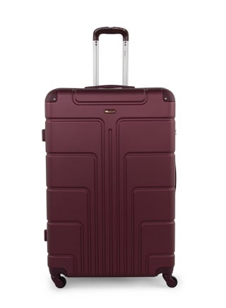 Hard Case Travel Bag Large Checked Luggage Trolley ABS Lightweight Suitcase with 4 Spinner Wheels A1012 Burgundy - v1572953220/N31450488A_1