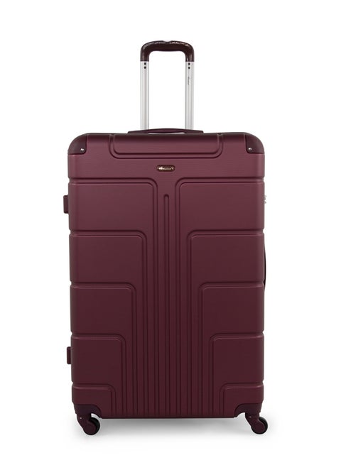 Hard Case Travel Bag Large Checked Luggage Trolley ABS Lightweight Suitcase with 4 Spinner Wheels A1012 Burgundy