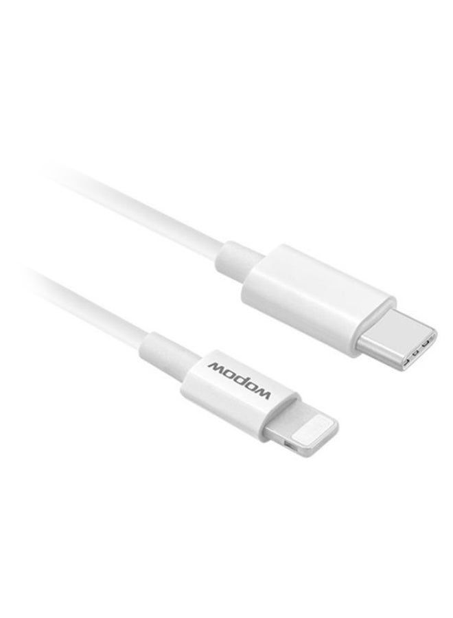 وبو - كابل شحن ومزامنة البيانات من منفذ Type-C إلى Lightning أبيض - Image 1