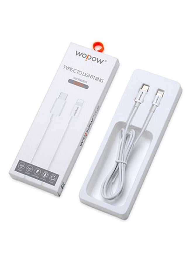 وبو - كابل شحن ومزامنة البيانات من منفذ Type-C إلى Lightning أبيض - Image 1