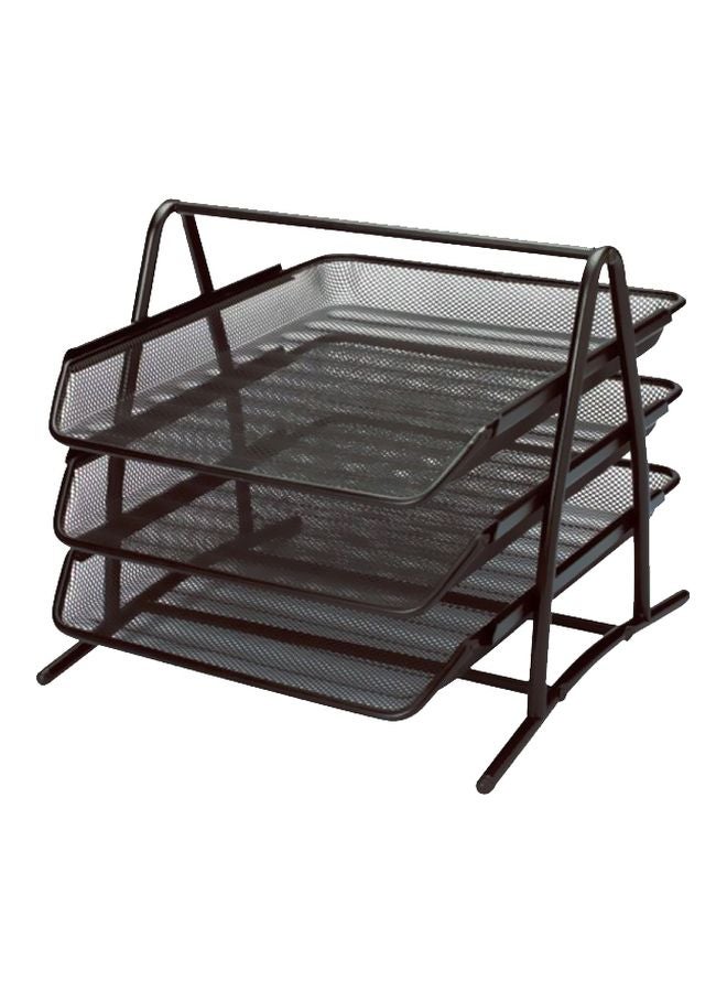 رف ورق مصنوع من المعدن ومكون من 3 طبقات أسود