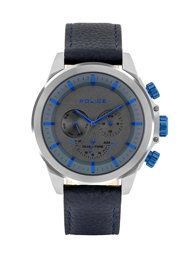 Belmont Round Shape Leather Band Chronograph Wrist Watch 50 mm - Black - P 15970JSU-61