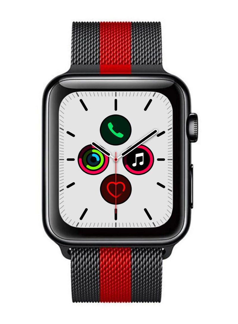 Perfii - Stainless Steel Replacement Band For Apple iWatch Series 5/4/3/2/1 Black/Red - Image 1
