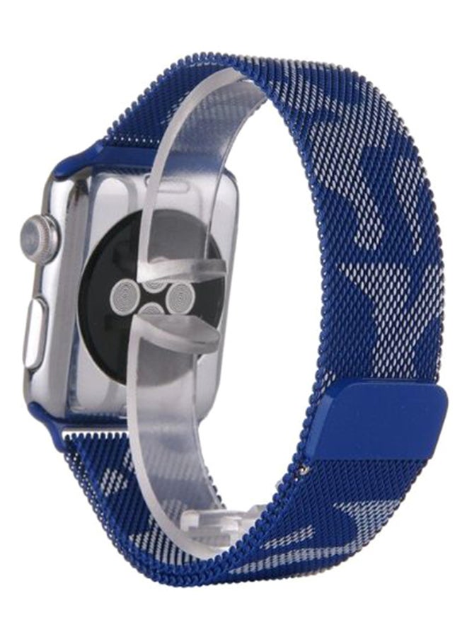 Perfii - Replacement Band For Apple iWatch Series 5/4/3/2/1 42-44mm Blue Camouflage - Image 1