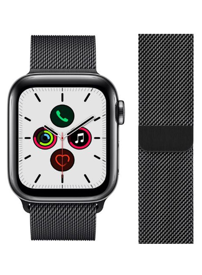 Perfii - Stainless Steel Replacement Band For Apple iWatch Series 5/4/3/2/1 Black - Image 1