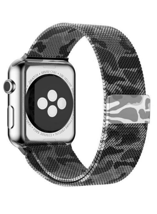 Perfii - Replacement Band For Apple iWatch Series 5/4/3/2/1 38-40mm Black Camouflage - Image 1