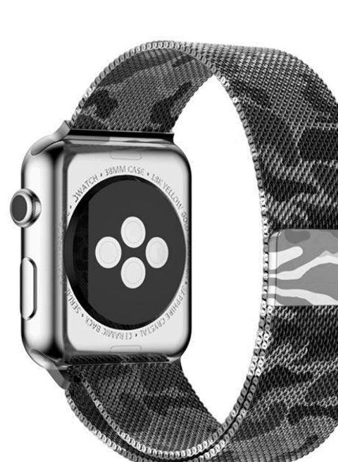 Perfii - Replacement Band For Apple iWatch Series 5/4/3/2/1 38-40mm Black Camouflage - Image 1