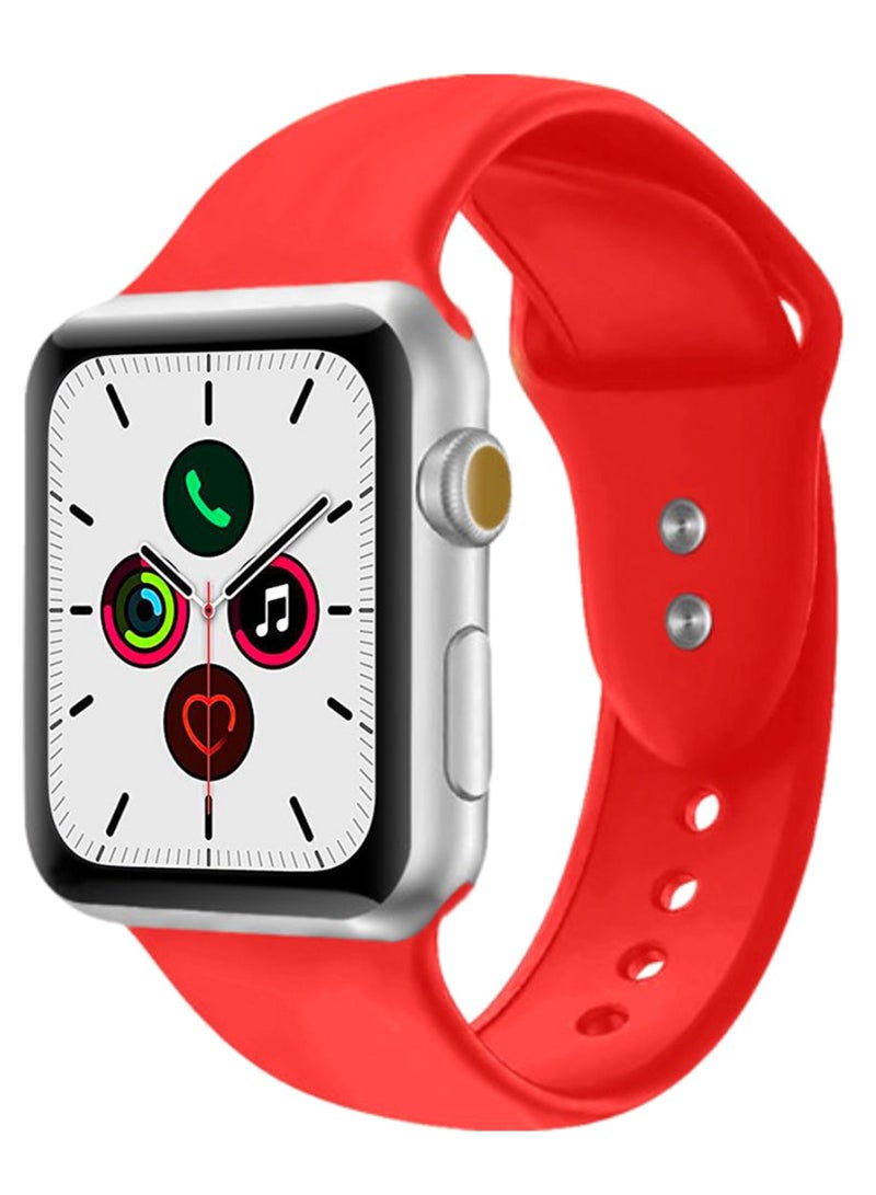 Perfii - Replacement Band For Apple iWatch Series 5/4/3/2/1 42-44mm Red - Image 1