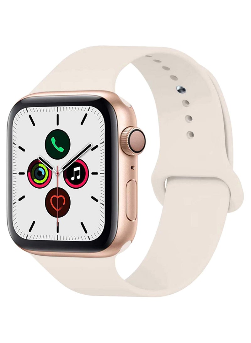 Perfii - Silicone Replacement Band For Apple Watch Series 5/4/3/2/1 Antique White - Image 1