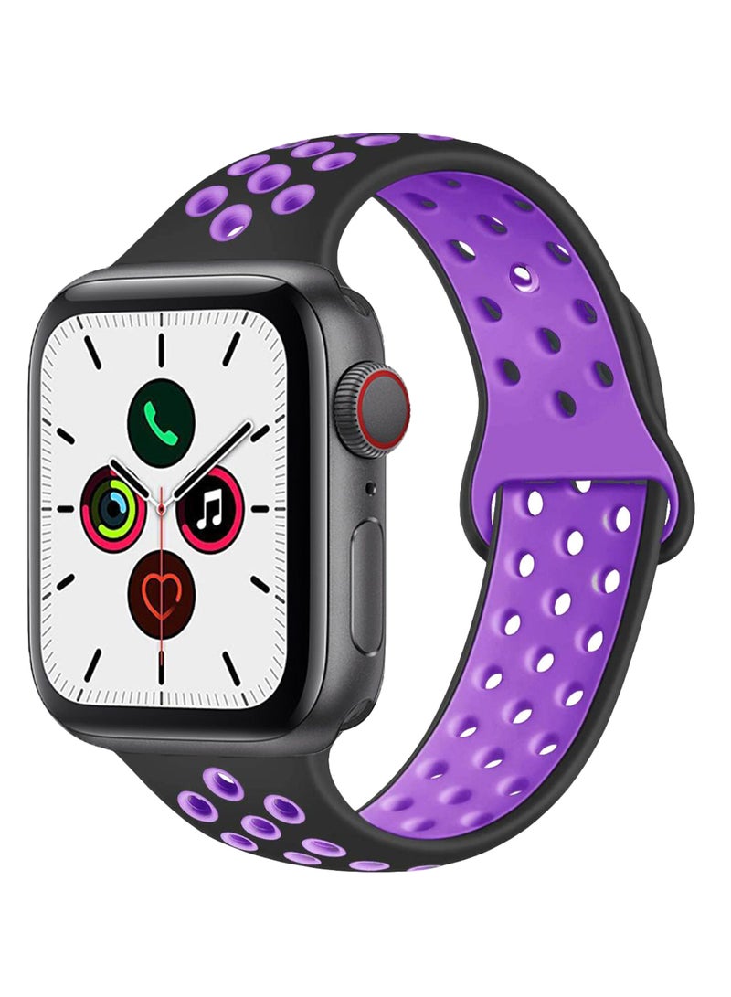 Perfii - Dot Pattern Replacement Band For Apple iWatch Series 5/4/3/2/1 42-44mm Hyper Grape/Black - Image 1