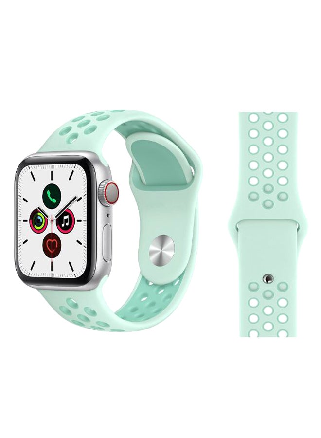 Perfii - Dot Pattern Replacement Band For Apple iWatch Series 5/4/3/2/1 42-44mm Teal Tint - Image 1