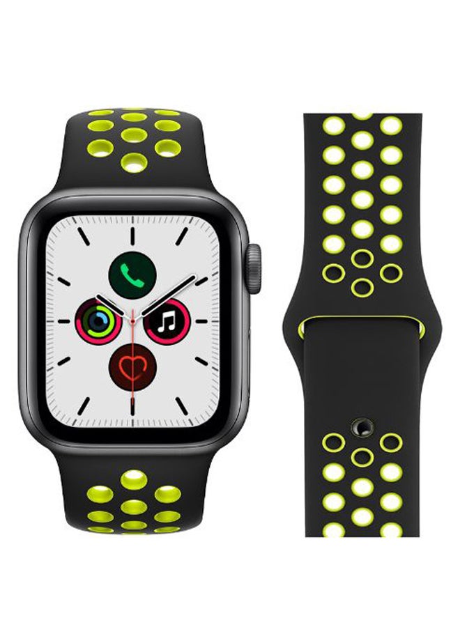 Perfii Dot Pattern Replacement Band For Apple iWatch Series 5/4/3/2/1 38-40mm Black Volt/Green