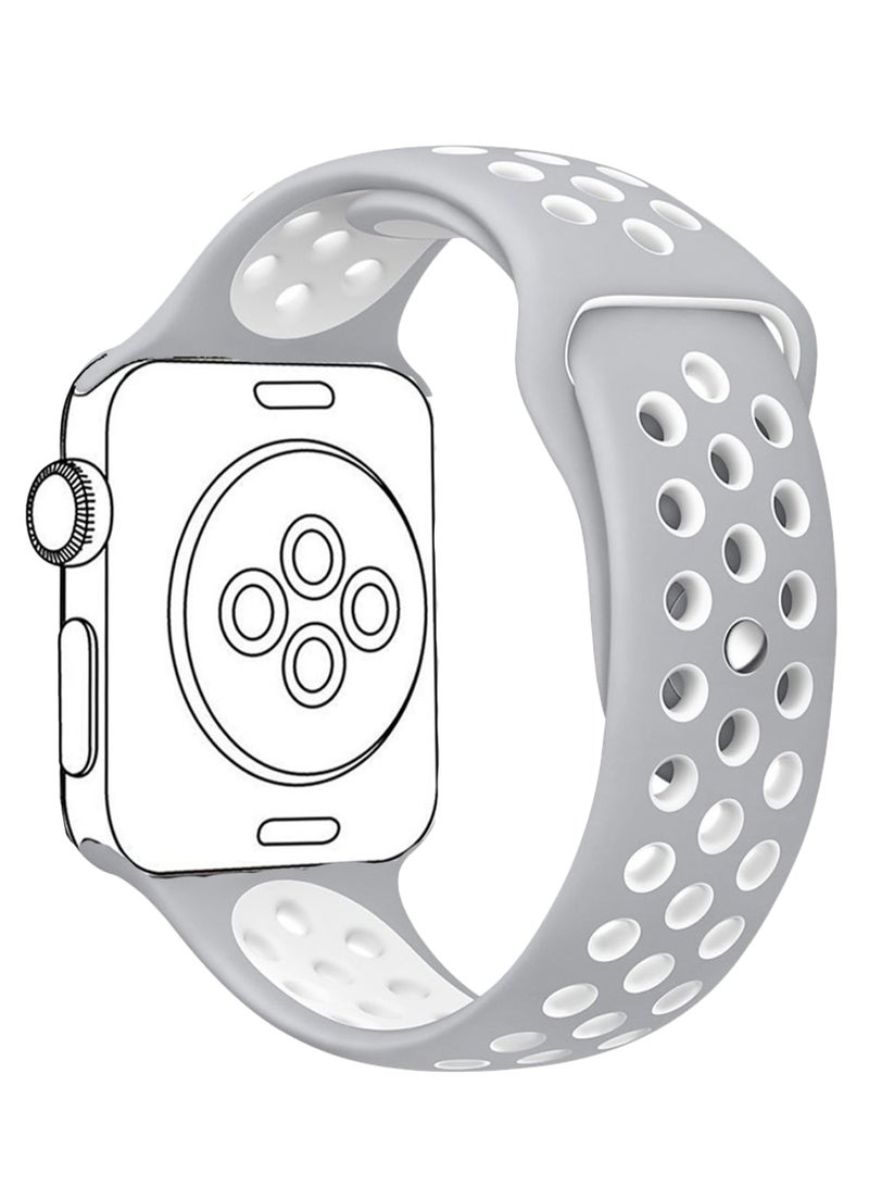 Perfii - Dot Pattern Silicone Replacement Band For Apple iWatch Series 5/4/3/2/1 Grey/White - Image 1