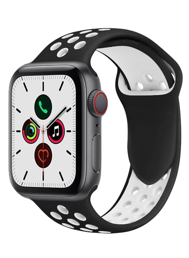 Perfii - Silicon Replacement Band For Apple iWatch Series 5/4/3/2/1 Black/White - Image 1