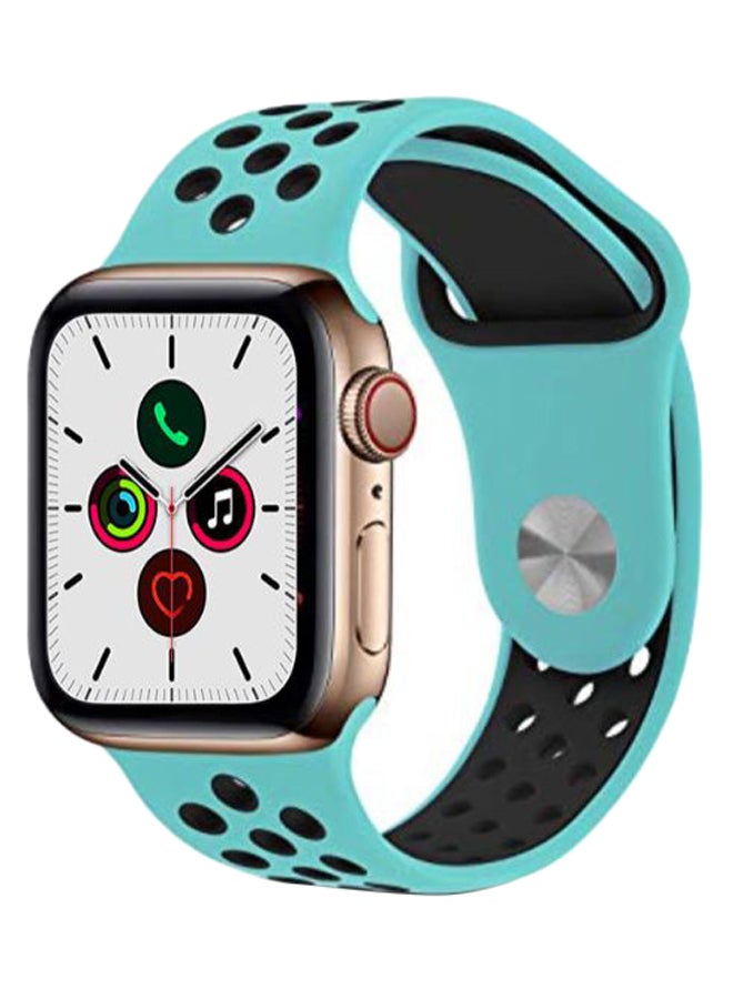 Perfii Dot Pattern Replacement Band For Apple iWatch Series 5/4/3/2/1 38-40mm Turquoise/Black