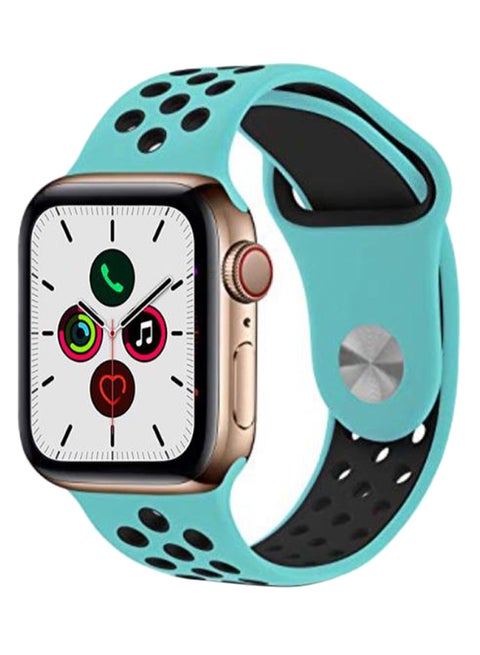 Dot Pattern Replacement Band For Apple iWatch Series 5/4/3/2/1 38-40mm Turquoise/Black