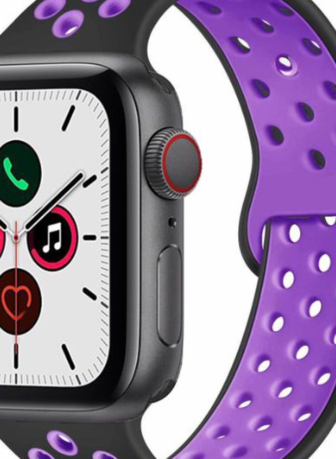 Perfii - Dot Pattern Replacement Band For Apple iWatch Series 5/4/3/2/1 42-44mm Hyper Grape/Black - Image 1
