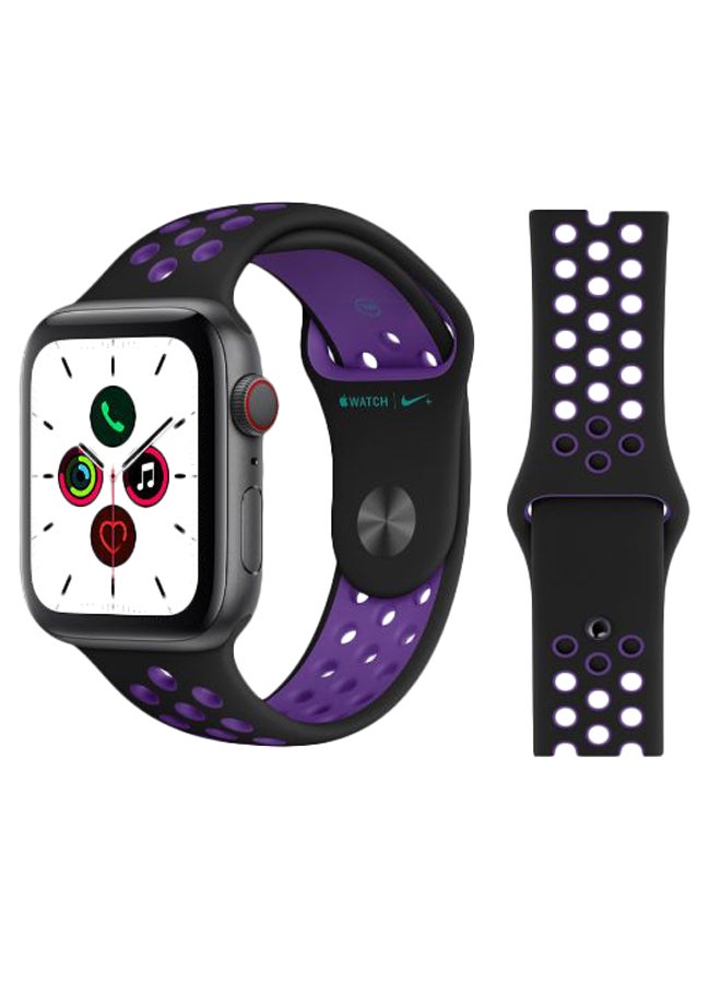 Perfii - Dot Pattern Replacement Band For Apple iWatch Series 5/4/3/2/1 38-40mm Black/Purple - Image 1