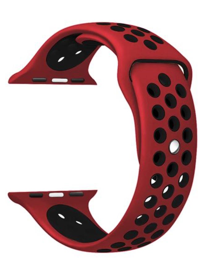 Perfii - Dot Pattern Replacement Band For Apple iWatch Series 5/4/3/2/1 38-40mm Red/Black - Image 1