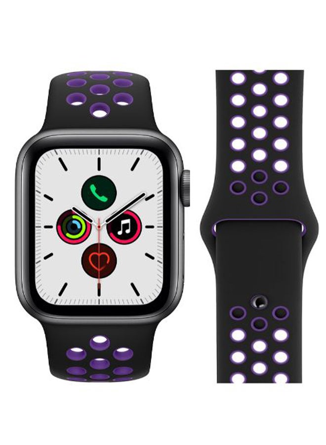 Perfii - Dot Pattern Replacement Band For Apple iWatch Series 5/4/3/2/1 38-40mm Black/Purple - Image 1