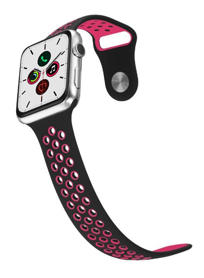 Perfii - Dot Pattern Replacement Band For Apple iWatch Series 5/4/3/2/1 38-40mm Black/Pink - Image 1