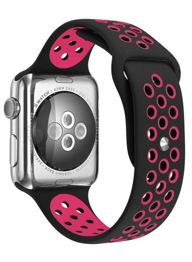 Perfii - Dot Pattern Replacement Band For Apple iWatch Series 5/4/3/2/1 38-40mm Black/Pink - Image 1