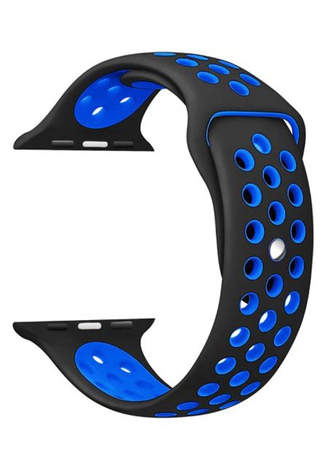 Perfii - Dot Pattern Replacement Band For Apple iWatch Series 5/4/3/2/1 38-40mm Black/Blue - Image 1
