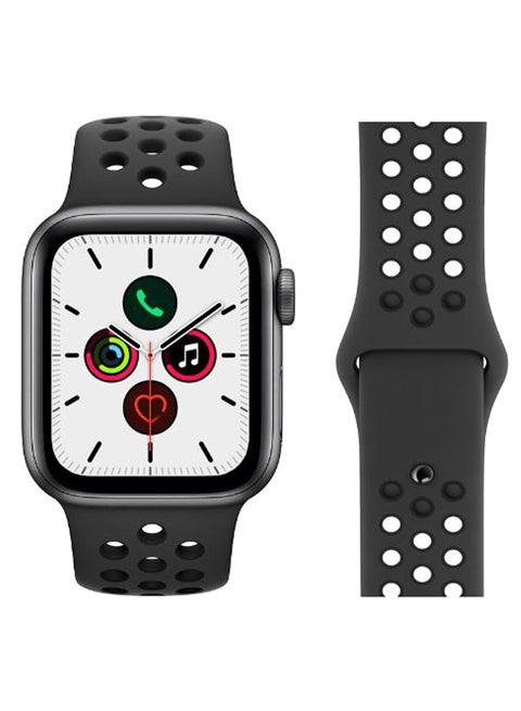 Dot Pattern Silicone Replacement Band For Apple iWatch Series 5/4/3/2/1 38-40mm Obsidian Black